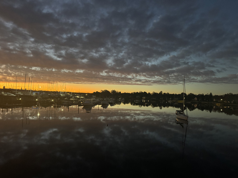 harbor at sunset